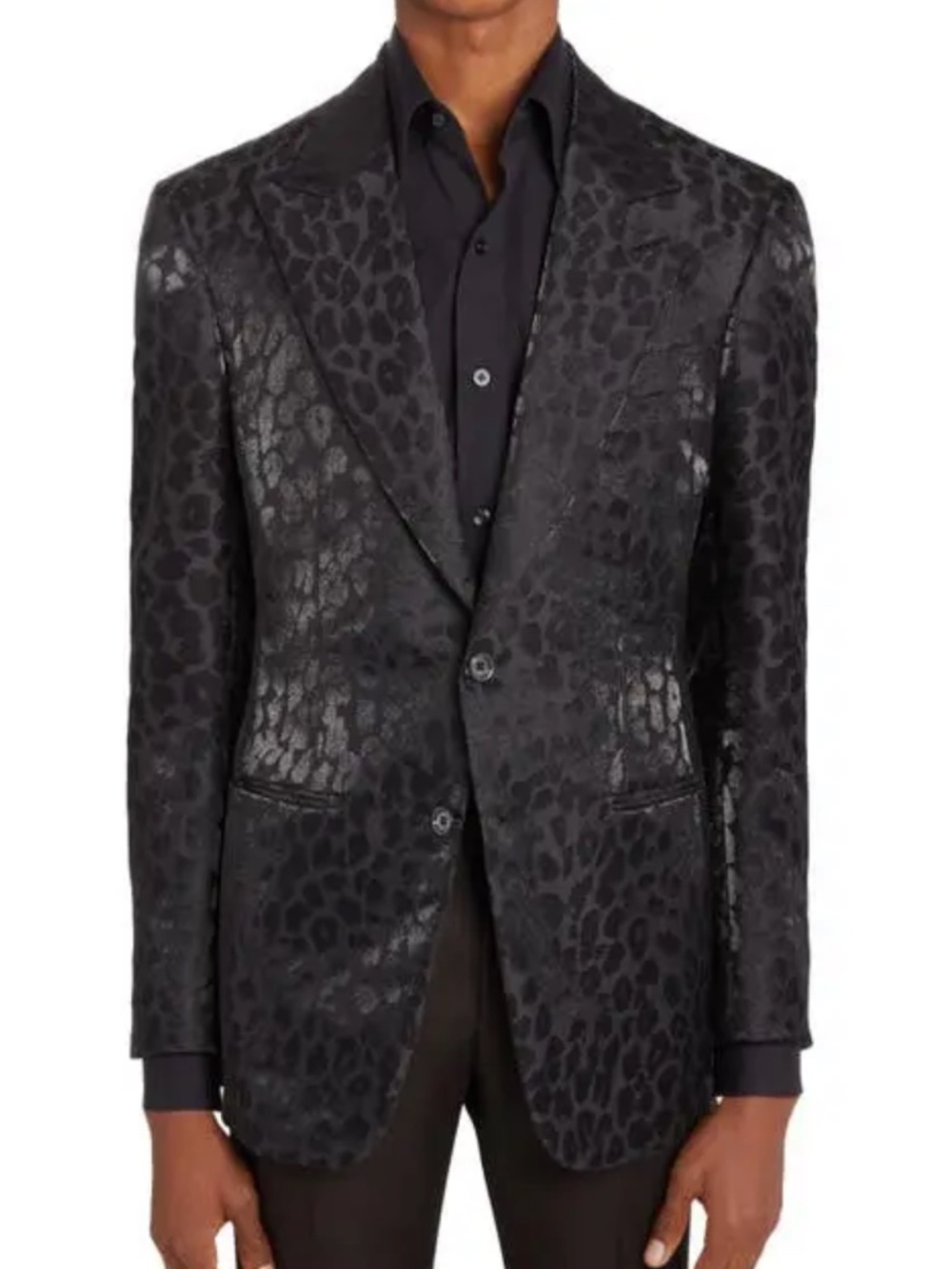 Tom Ford Cooper Metallic Black Leopard Jacquard Formal Tuxedo Dinner Jacket